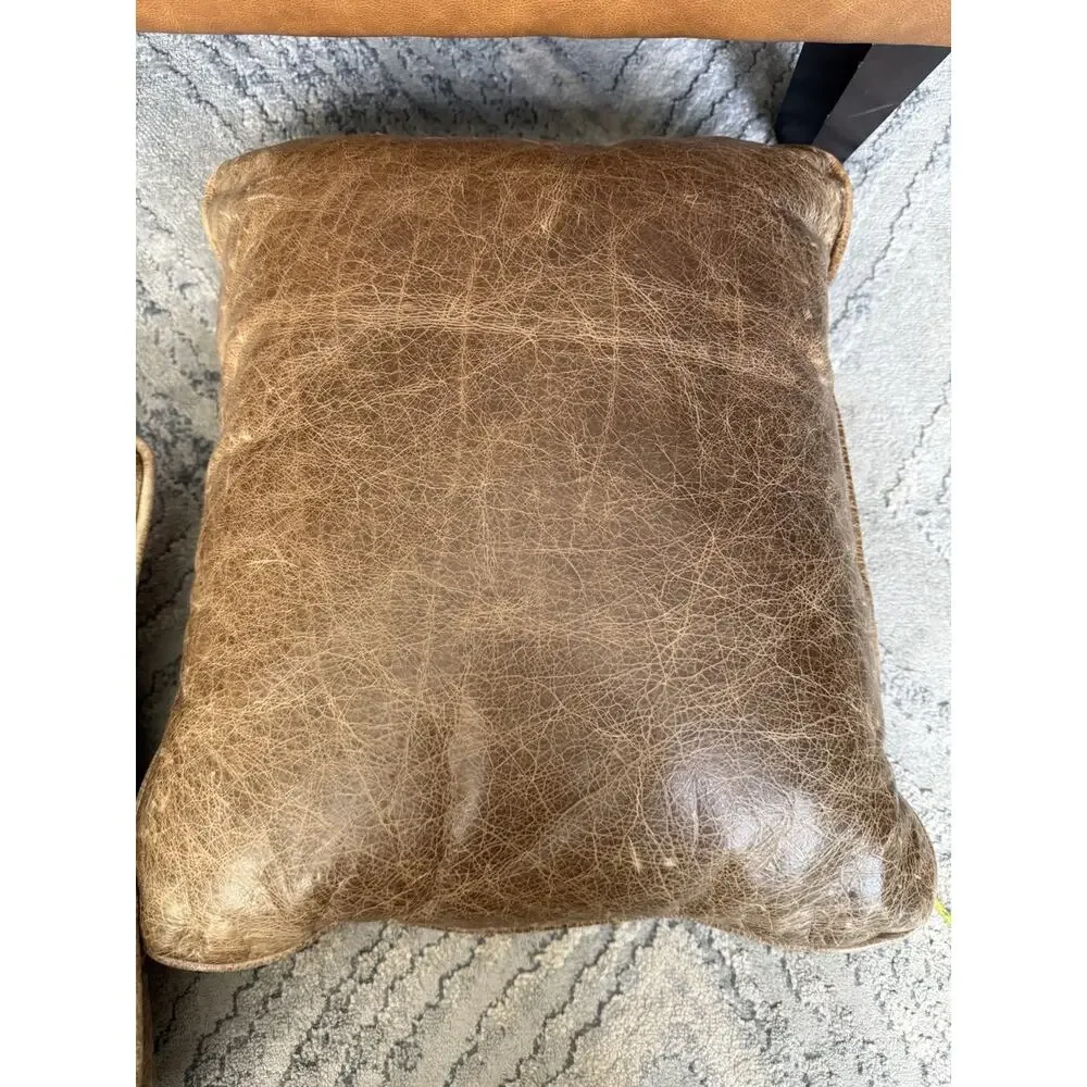 Judy Gibson Genuine Leather Pillow Covers Animal Print Signed Covers Only 18x20”